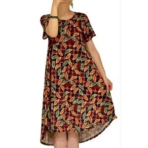 LuLaRoe Colorful Leaves Carly Dress Medium